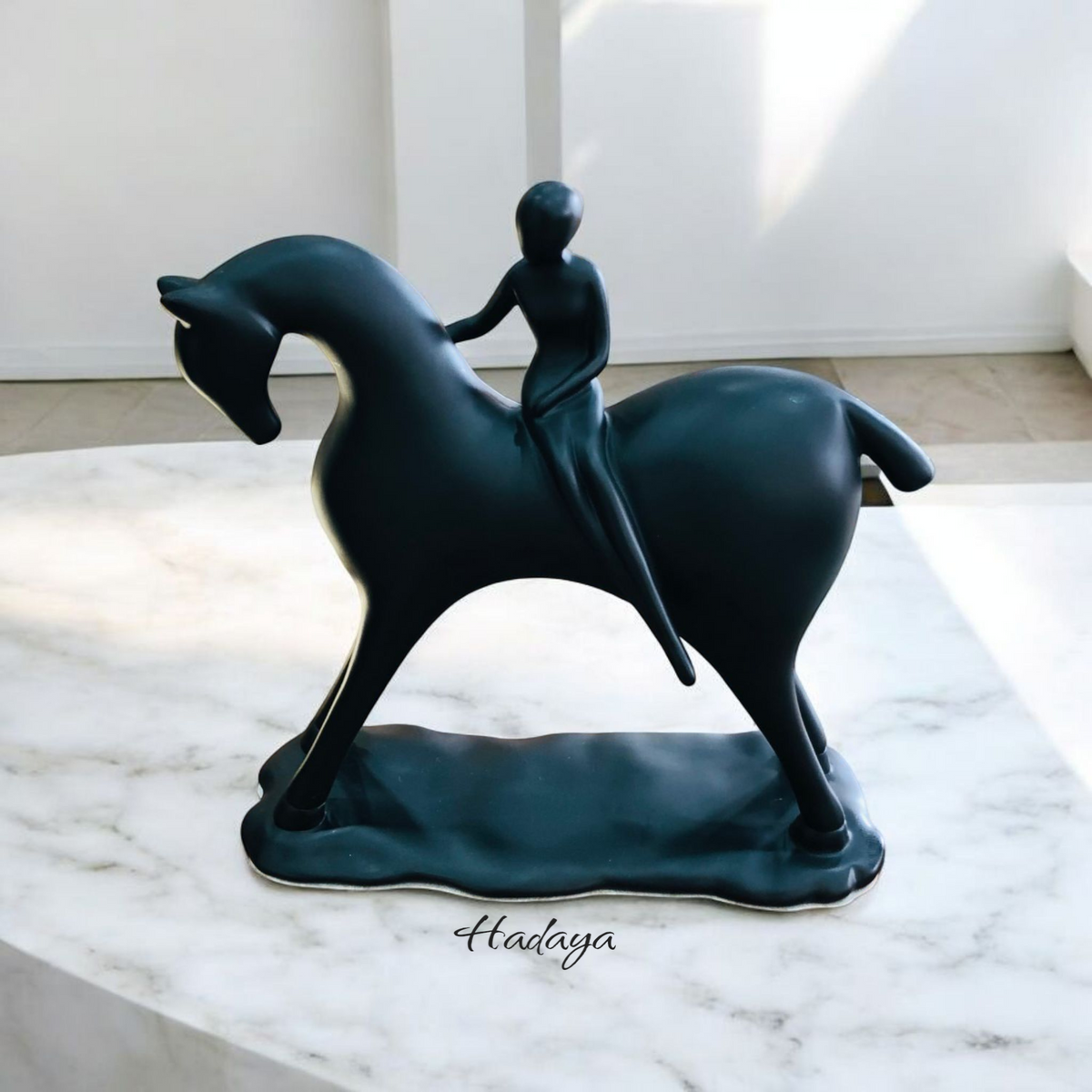 Black Resin Horse Statue