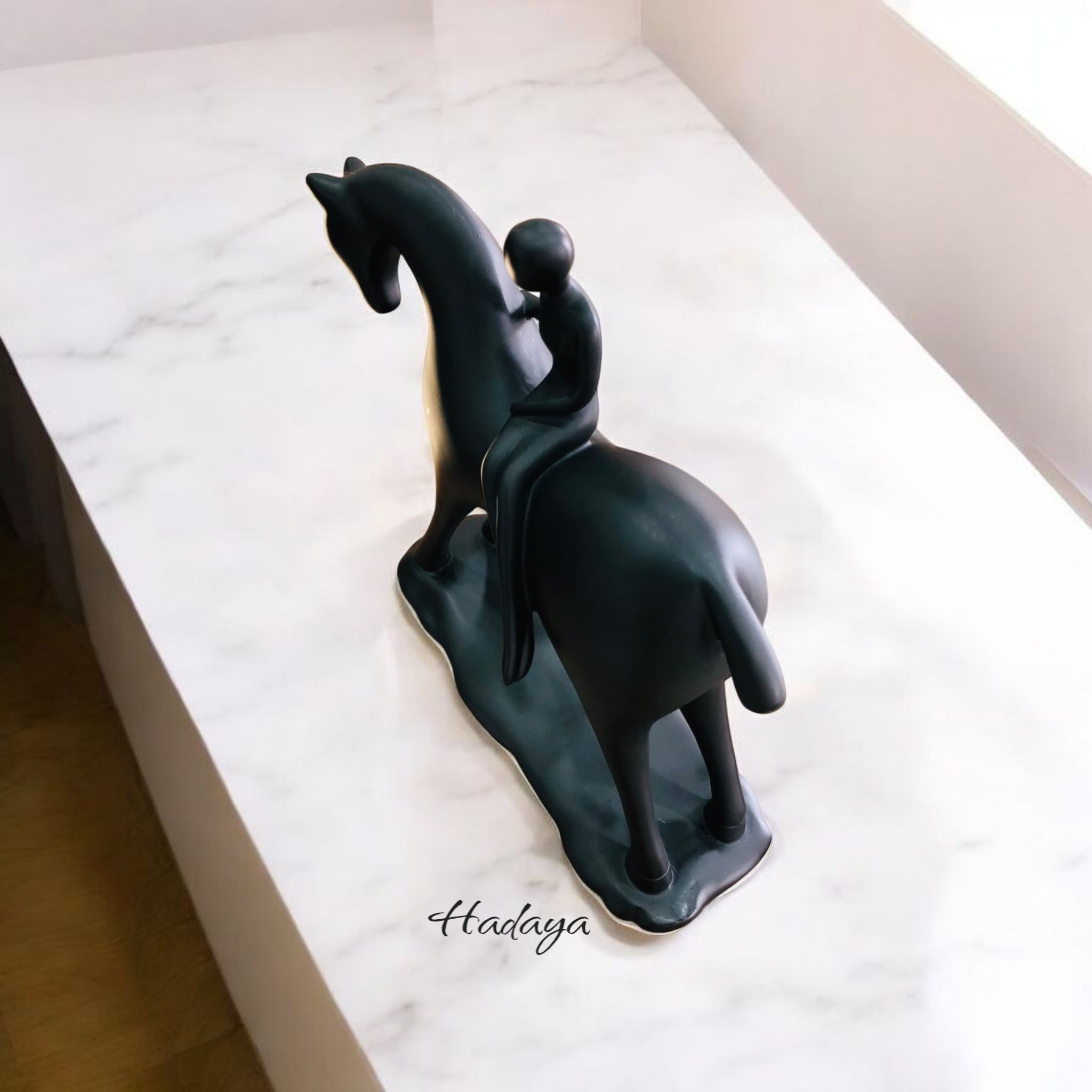 Black Resin Horse Statue