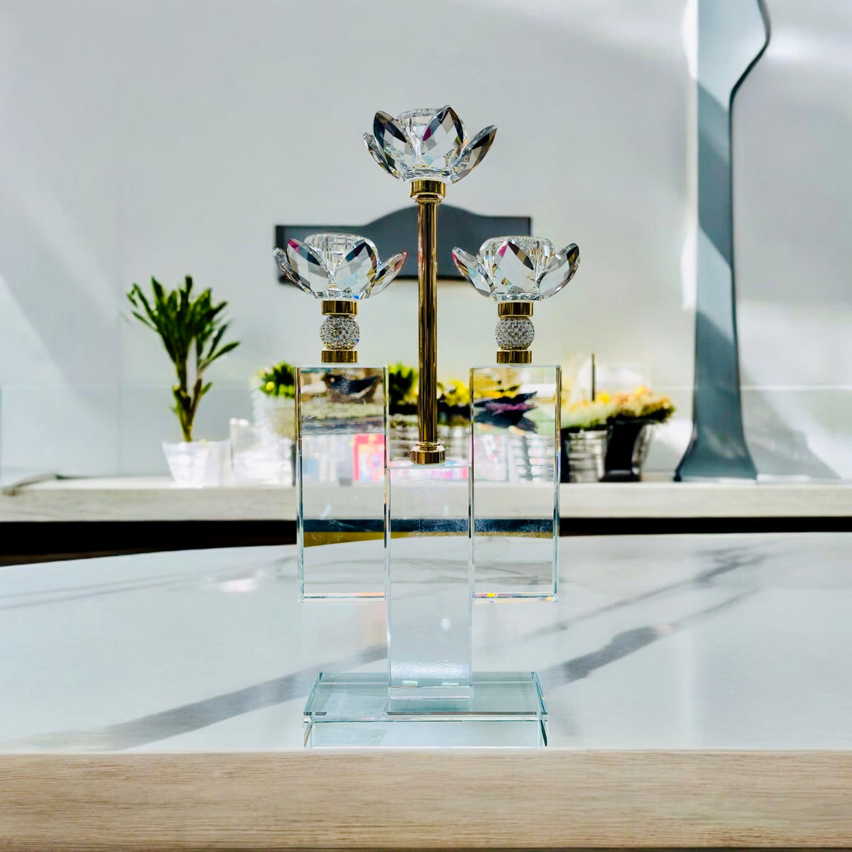 3 Tier Crystal Candle Stand